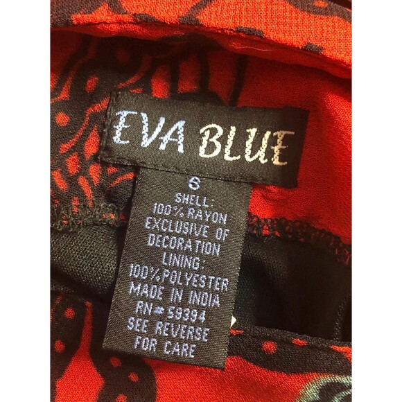 Y2K EVA BLUE Asymmetrical BUTTERFLY Floral Print Beaded Slip Dress. S-M. AS IS - Picture 9 of 10